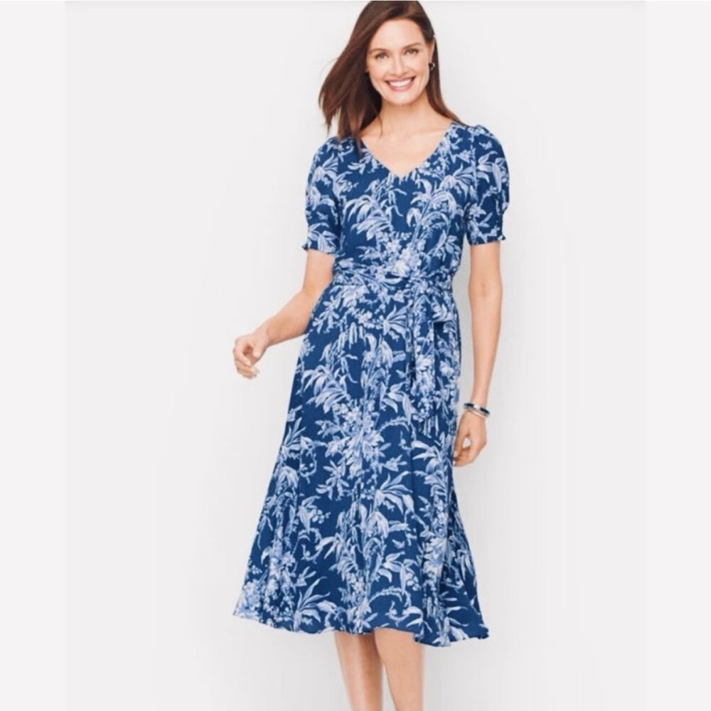 Talbots Etched Toile Belted Smocked Dress - Picture 12 of 12